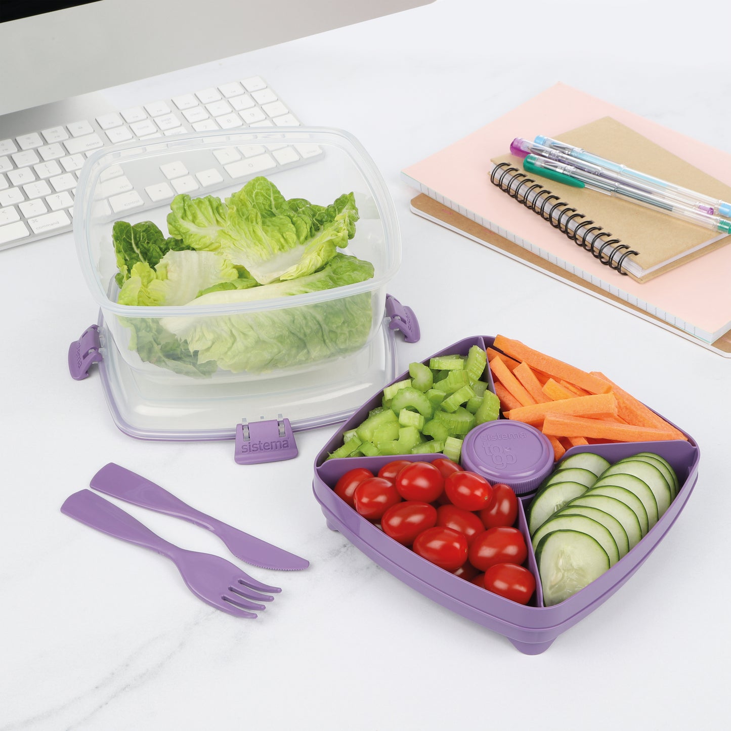 Sistema Salad Max to Go Coloured Clip 1.63L Clear 21357