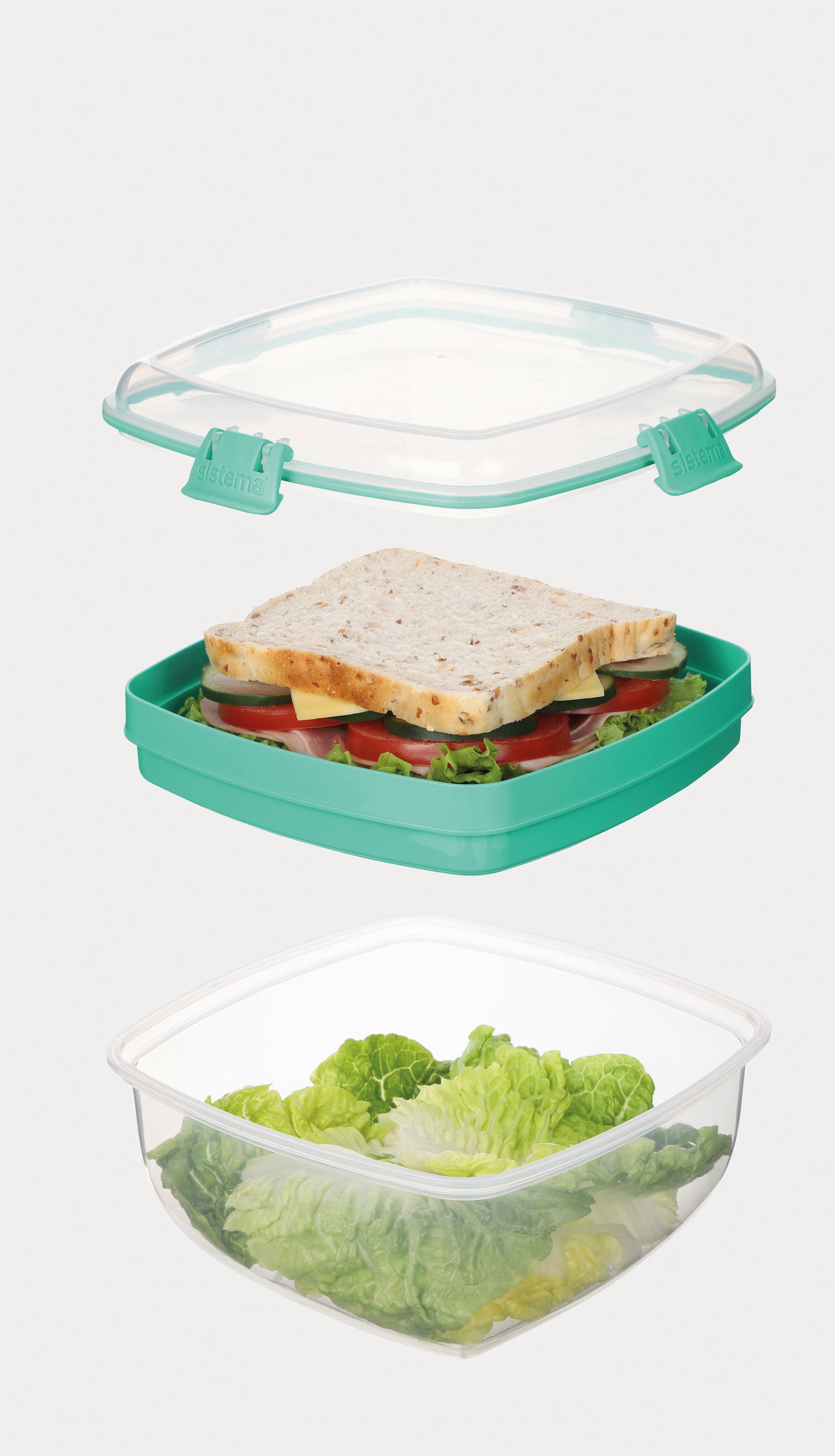 Sistema Salad Max to Go Coloured Clip 1.63L Clear 21357