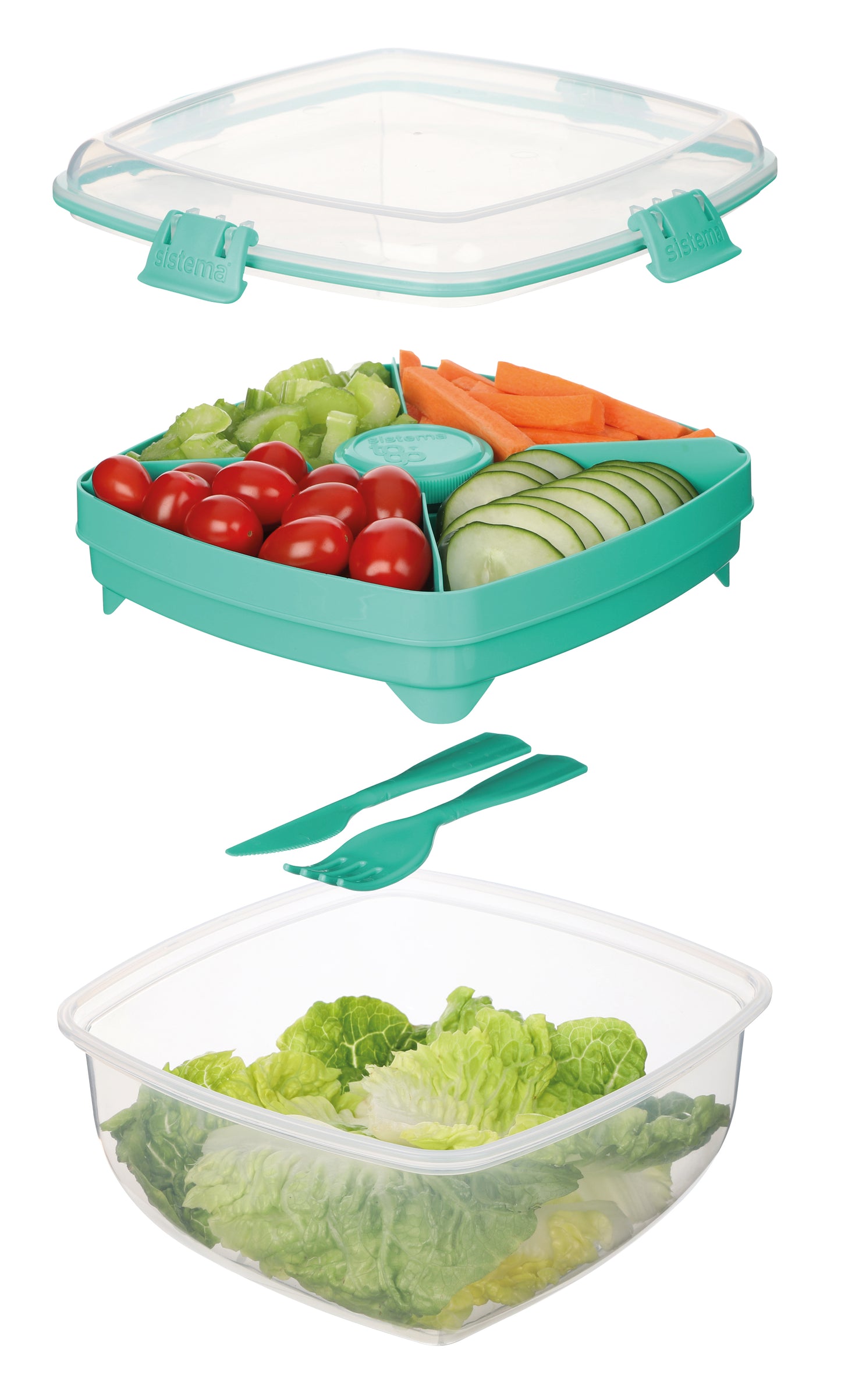 Sistema Salad Max to Go Coloured Clip 1.63L Clear 21357