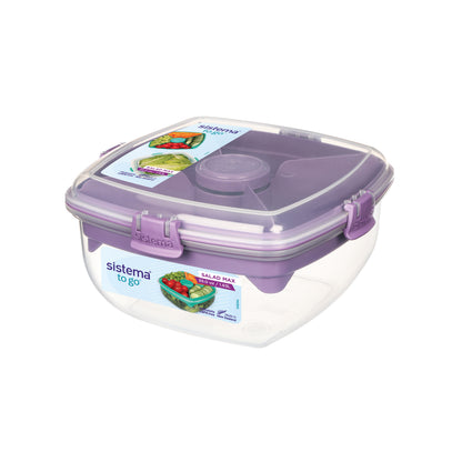 Sistema Salad Max to Go Coloured Clip 1.63L Clear 21357