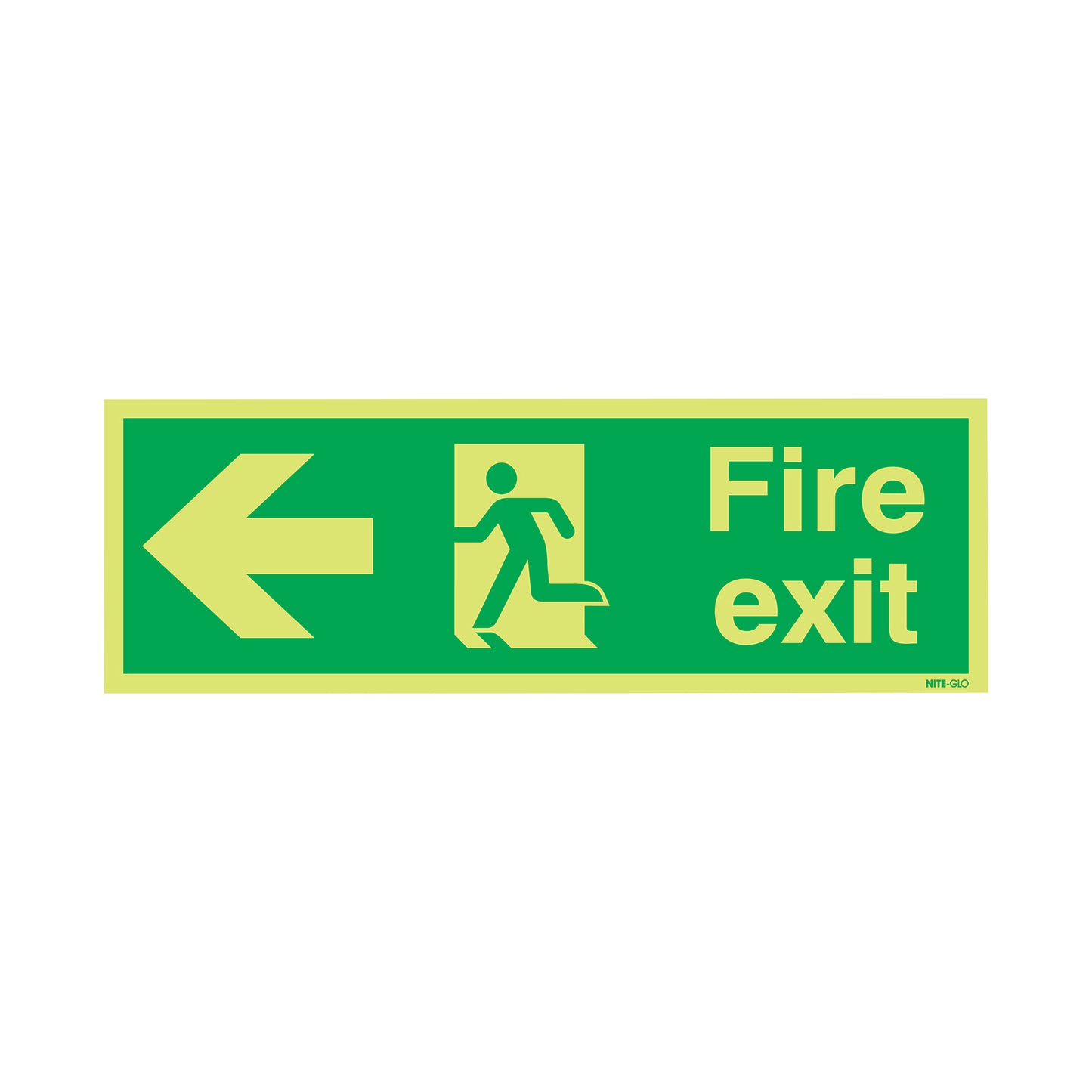 Safety Sign Niteglo Fire Exit Running Man Arrow Left 150x450mm PVC FX04311M