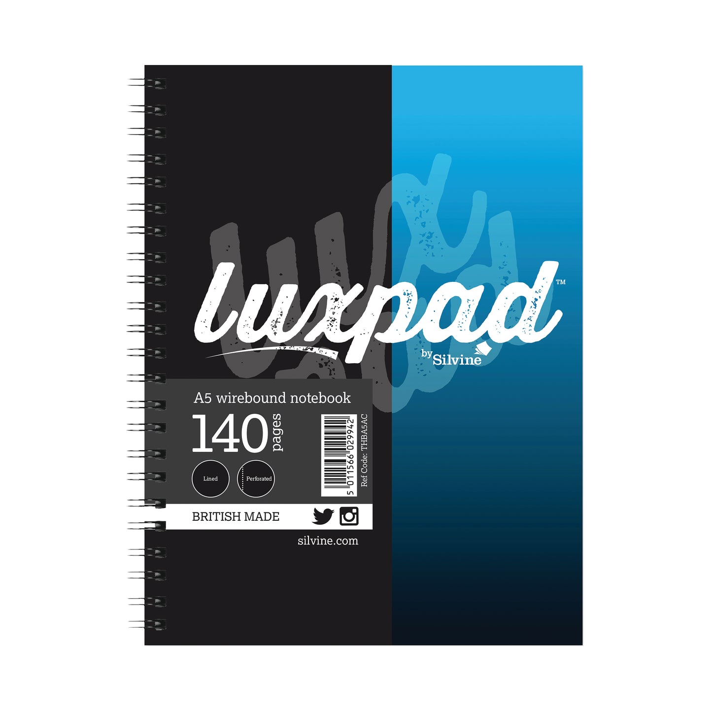 Silvine Luxpad Hardback Wirebound Notebook A5 (Pack of 12) THBA5AC