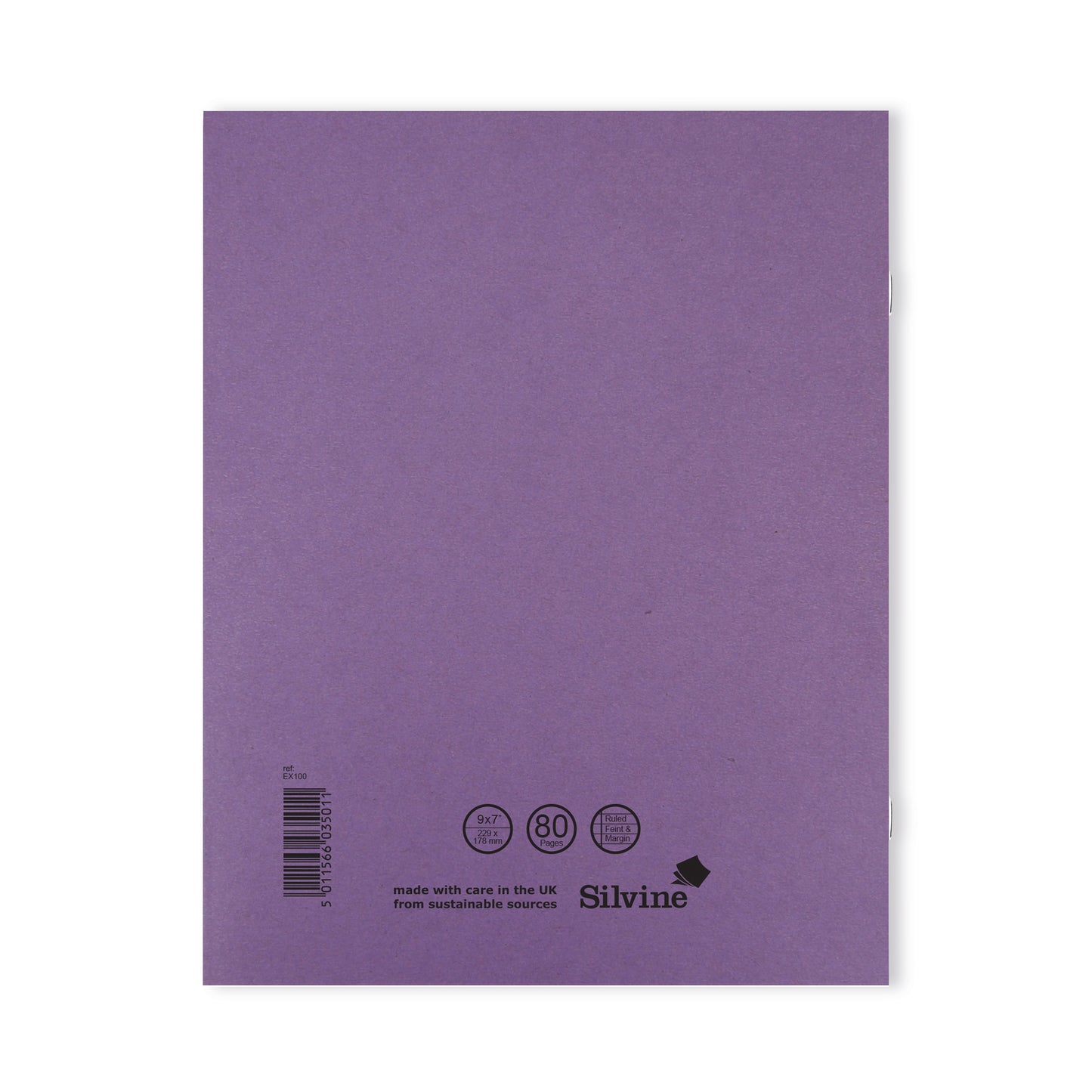 Silvine Exercise Book Ruled 229x178mm Purple (Pack of 10) EX100