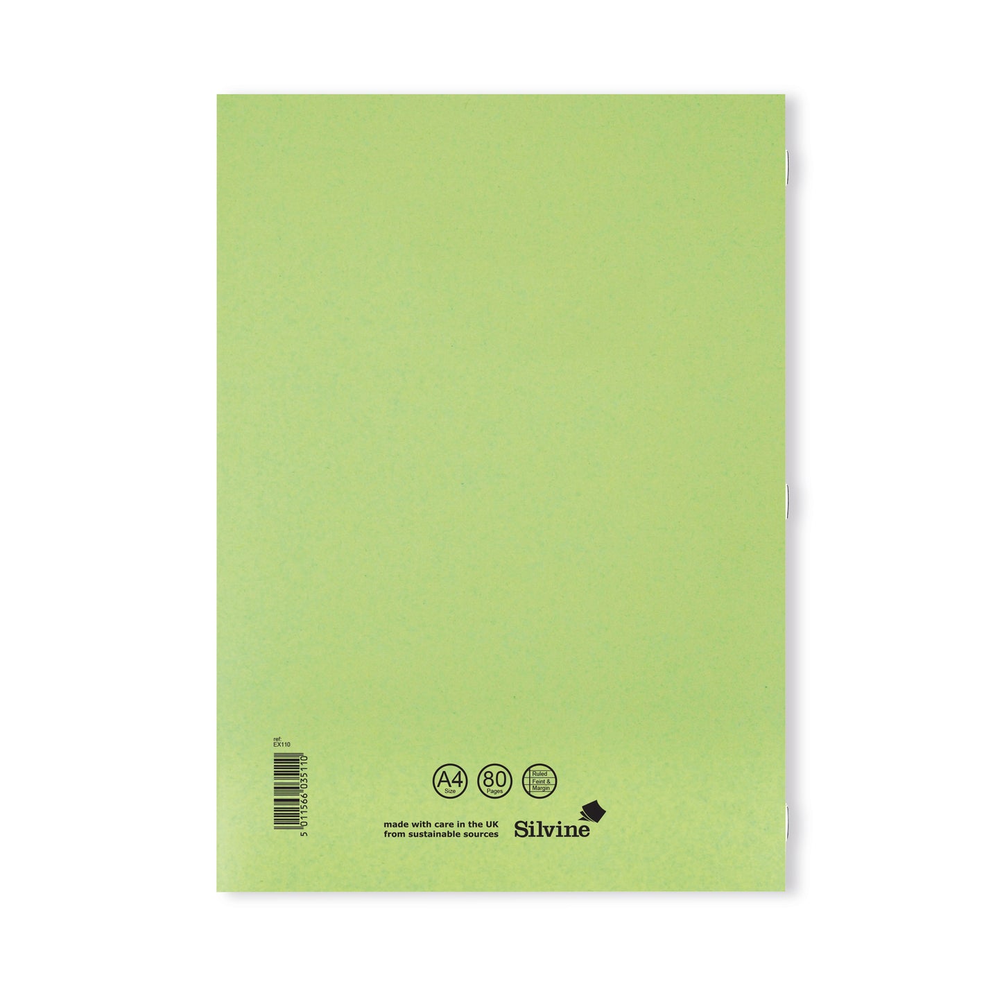 Silvine Exercise Book Ruled with Margin A4 Green (Pack of 10) EX110