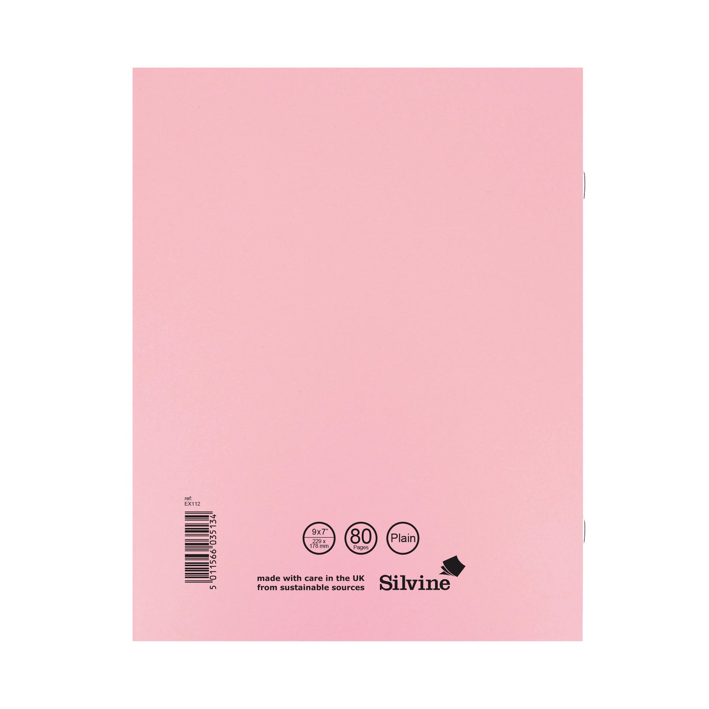 Silvine Exercise Book Plain 229x178mm Pink (Pack of 10) EX112