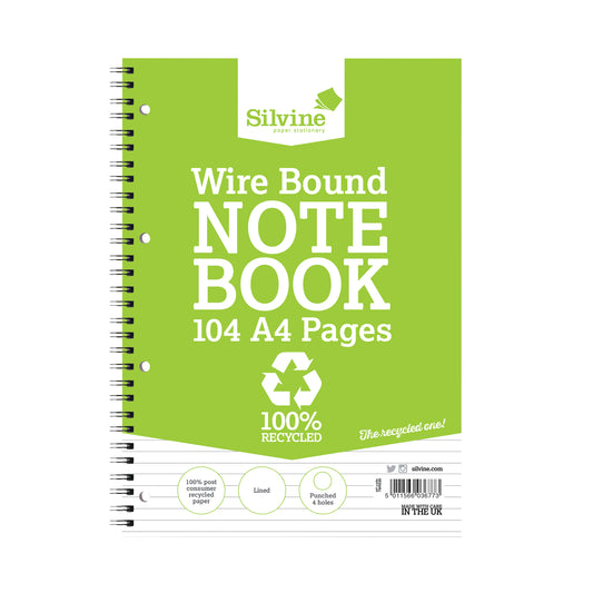 Silvine Everyday Recycled Wirebound Notebook A4 (Pack of 12) TWRE80