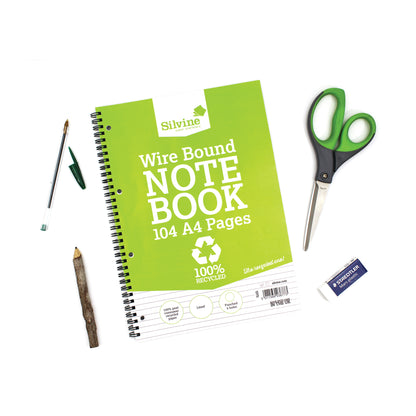 Silvine Everyday Recycled Wirebound Notebook A4 (Pack of 12) TWRE80