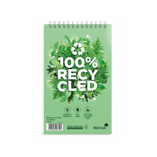 Silvine Premium Recycled Reporters Notebook 125x203mm 160 Pages (Pack of 3) R100-P