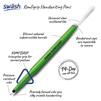 Swash KOMFIGRIP Handwriting Pen Black (Pack of 12) THW12BK