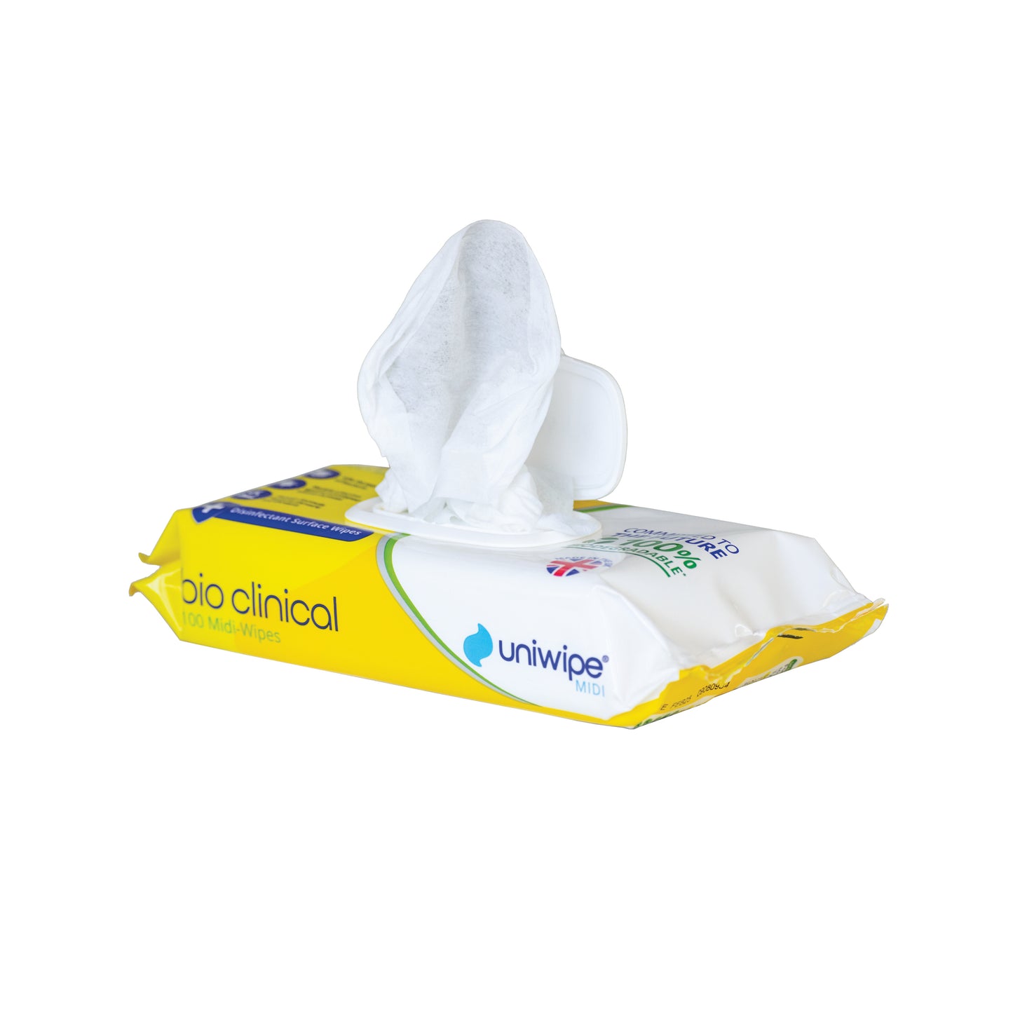 Uniwipe Bio Clinical Midi Wipes Biodegradable Wipes (Pack of 100) 1081