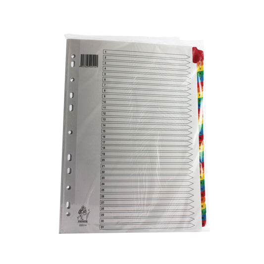Assorted A4 1-31 Mylar Index WX01522