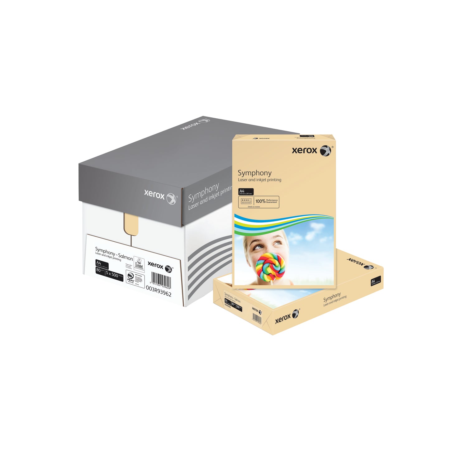 Xerox Symphony Pastel Tints Salmon Ream A4 Paper 80gsm 003R93962 (Pack of 500) 003R93962