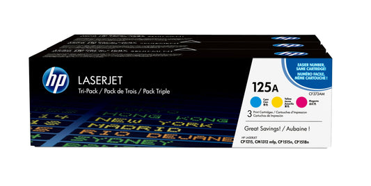 HP 125A 3-pack Cyan/Magenta/Yellow Original LaserJet Toner Cartridges