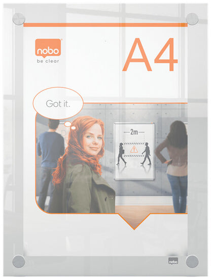 Nobo Premium Plus A4 Clear Acrylic Wall Mounted Poster Frame