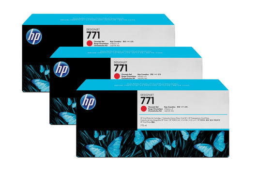 HP 771 3-pack 775-ml Chromatic Red DesignJet Ink Cartridges ink cartridge 3 pc(s) Original Standard Yield