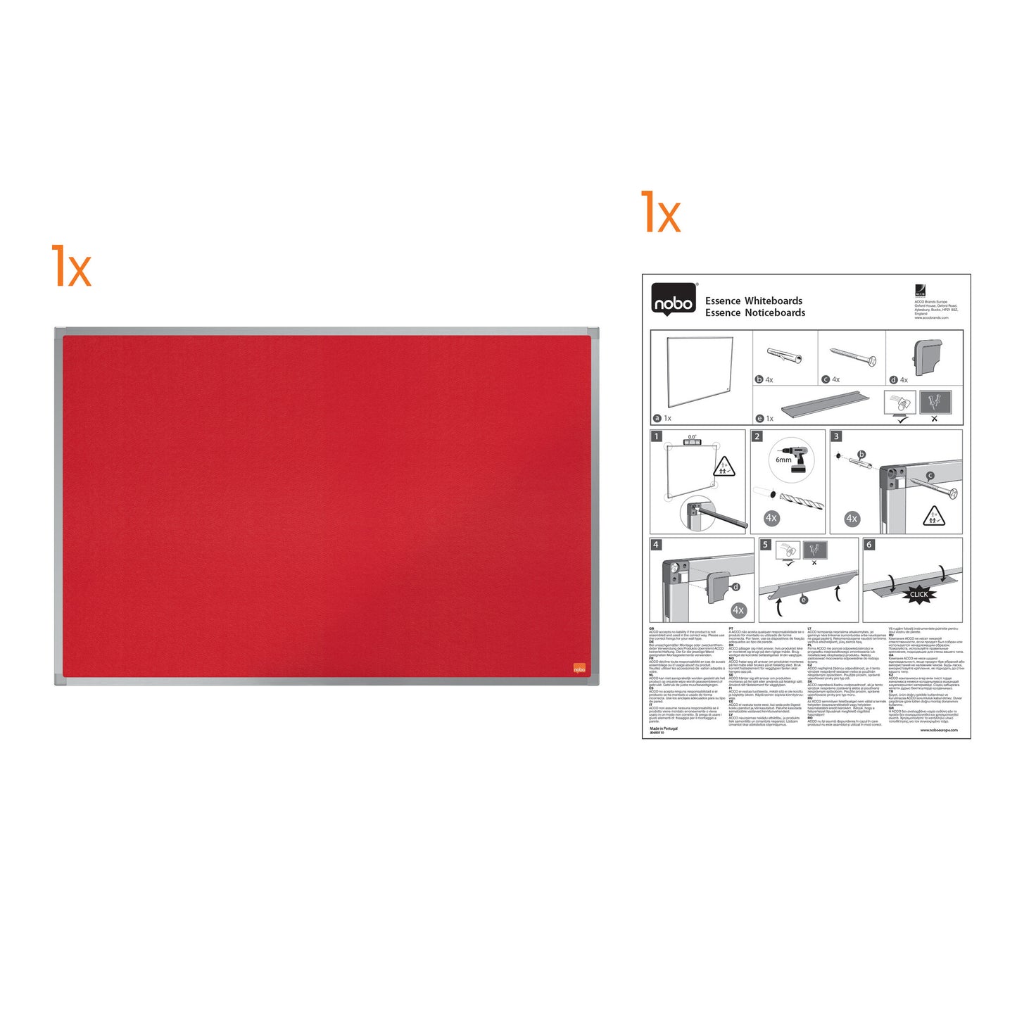 Nobo 1904068 insert notice board Indoor Red Aluminium