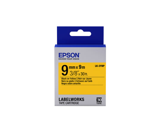 Epson Label Cartridge Pastel LK-3YBP Black/Yellow 9mm (9m)