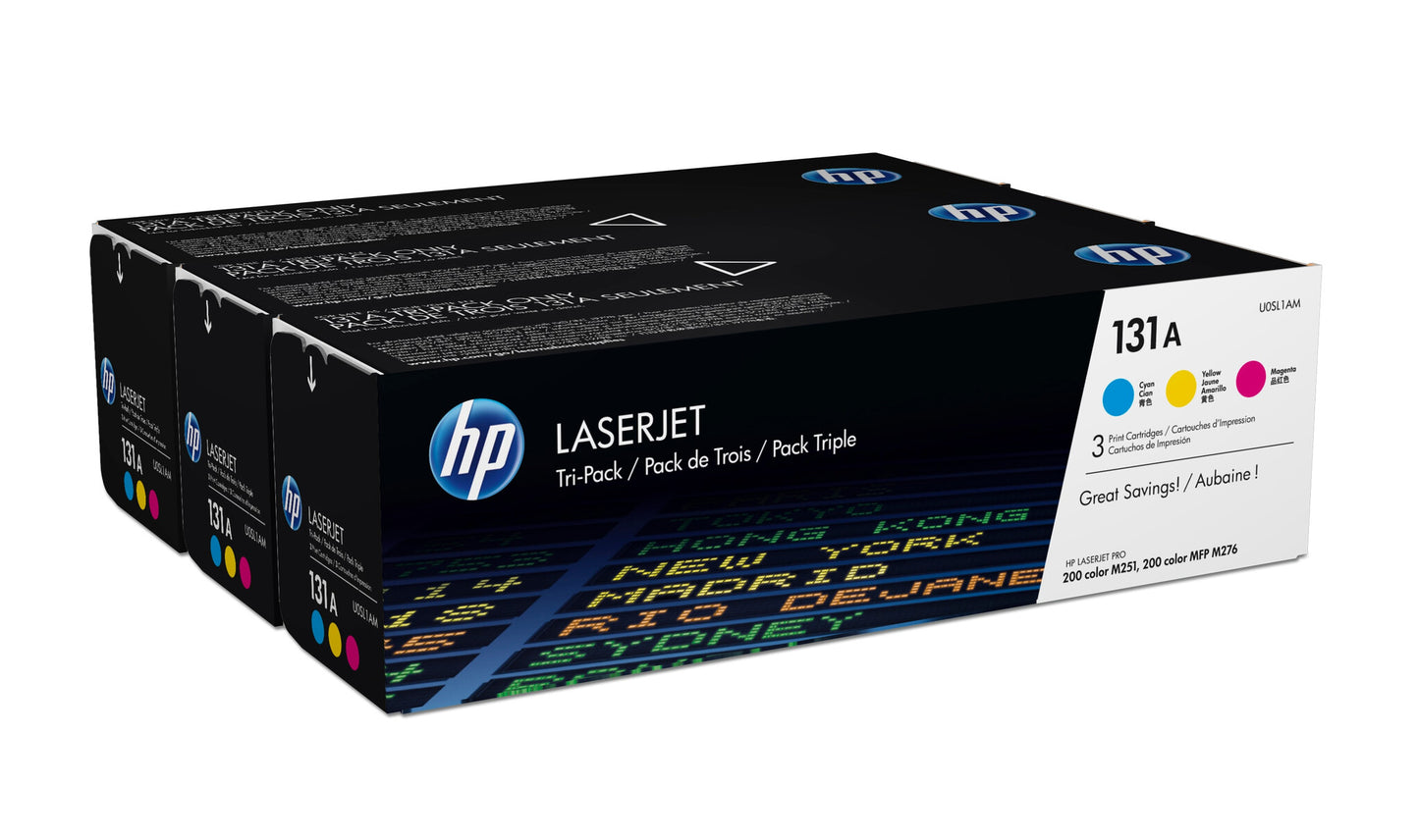 HP 131A 3-pack Cyan/Magenta/Yellow Original LaserJet Toner Cartridges