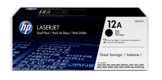 HP 12A 2-pack Black Original LaserJet Toner Cartridges