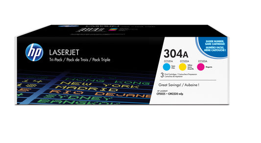 HP 304A 3-pack Cyan/Magenta/Yellow Original LaserJet Toner Cartridges