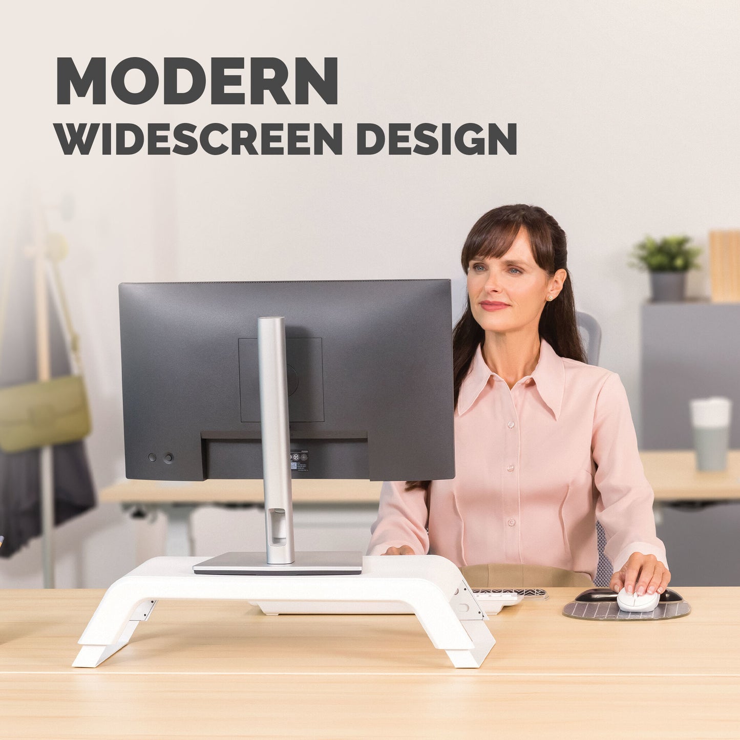 Fellowes Computer Monitor Stand with 3 Height Adjustments - Hana LT Monitor Riser - Ergonomic Adjustable Monitor Stand for Computers - Max Weight 22.6KG - White