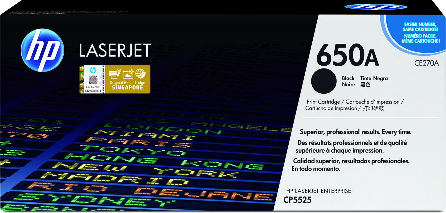 HP 650A Black Original LaserJet Toner Cartridge