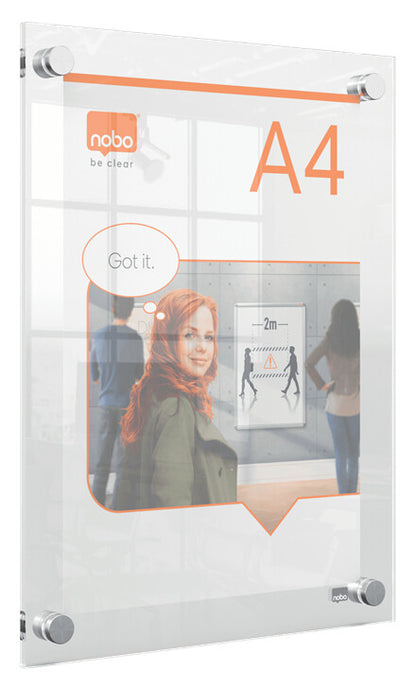 Nobo Premium Plus A4 Clear Acrylic Wall Mounted Poster Frame