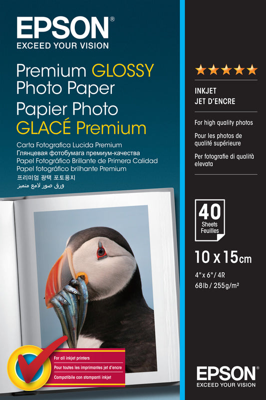 Epson Premium Glossy Photo Paper - 10x15cm - 40 Sheets