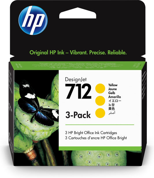 HP 712 3-pack 29-ml Yellow DesignJet Ink Cartridge