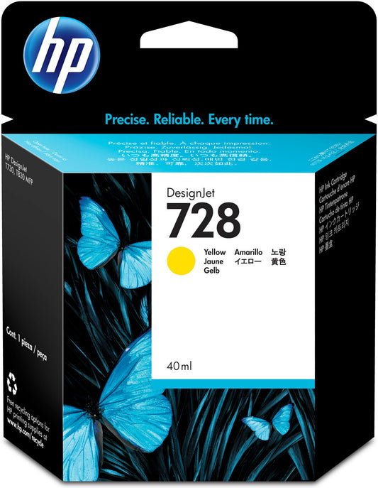 HP 728 40-ml Yellow DesignJet Ink Cartridge