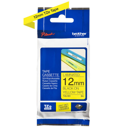 Brother TZE-631 label-making tape Black on yellow 8m, 12mm