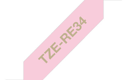 Brother TZE-RE34 label-making tape Gold on Pink