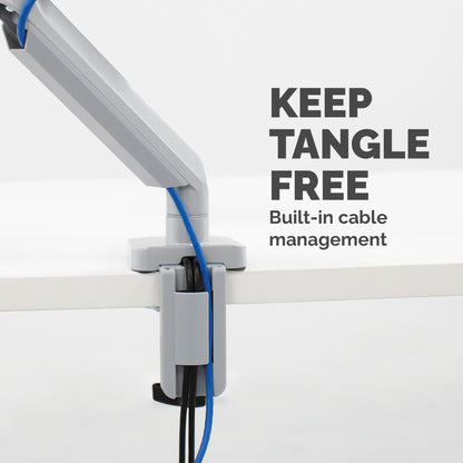 Fellowes Platinum Series Monitor Arm - Monitor Mount for 8KG 40 Inch Screens - Adjustable Monitor Desk Mount - Tilt 45° Pan 180° Swivel 360° Rotation 360°, VESA 75 x 75/100 x 100 - Silver