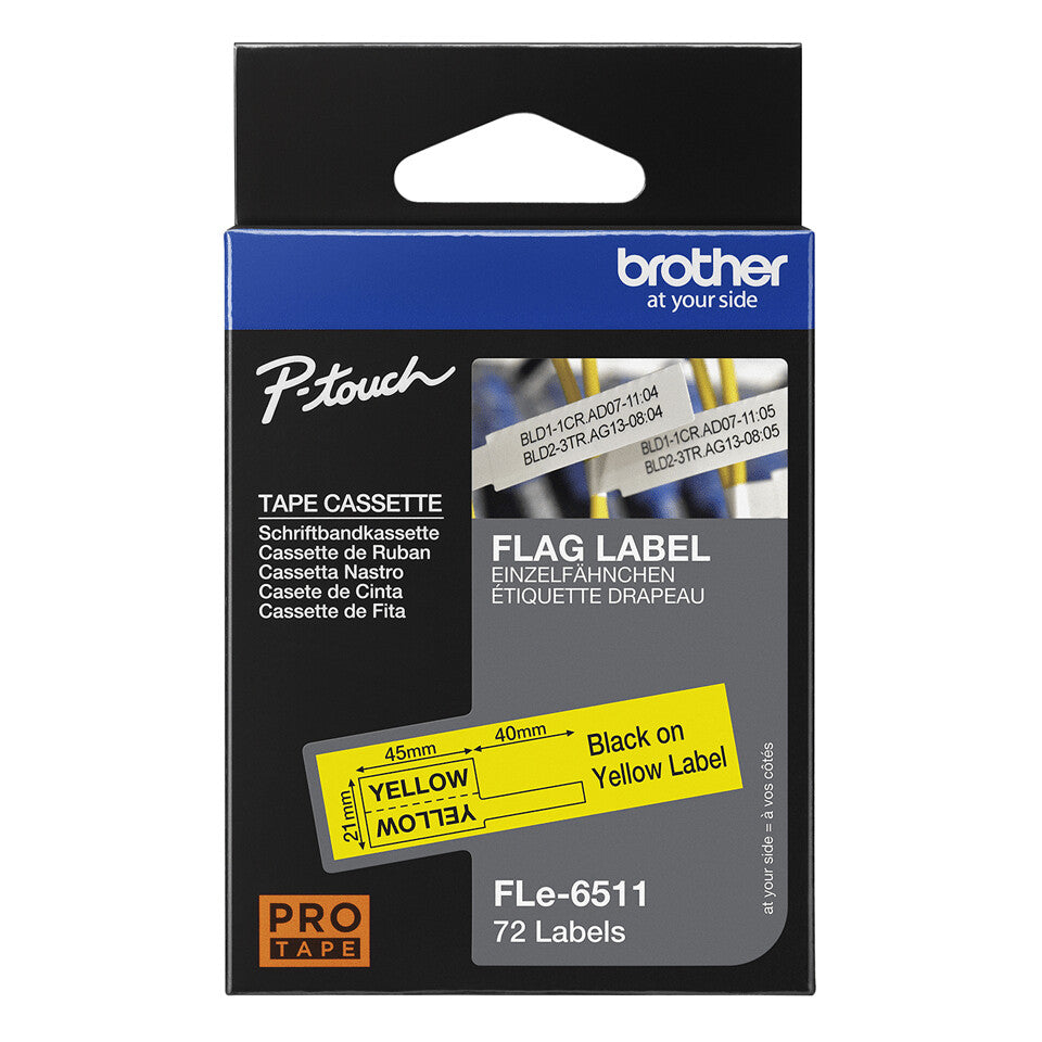 Brother FLE-6511 label-making tape Black on yellow