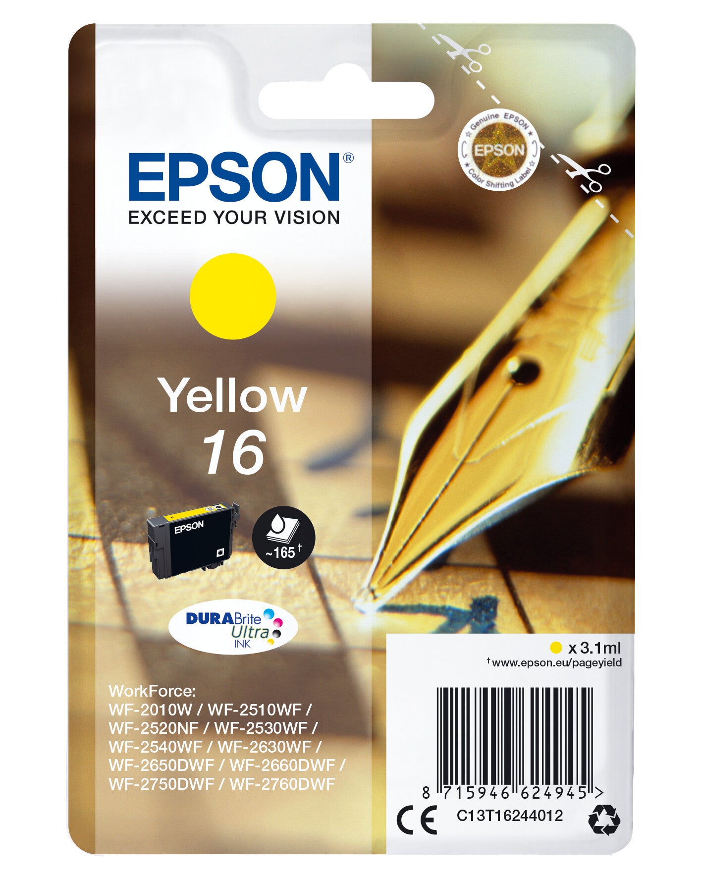 Epson Pen and crossword Singlepack Yellow 16 DURABrite Ultra Ink