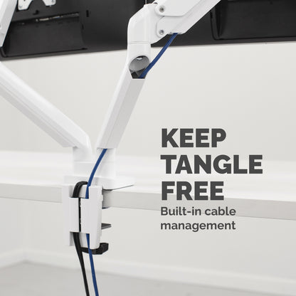 Fellowes Platinum Series Dual Monitor Arm - Monitor Mount for Two 8KG 40 Inch Screens - Adjustable Dual Monitor Desk Mount - Tilt 45° Pan 180° Swivel 360° Rotation 360°, VESA 75 x 75/100 x 100 - White