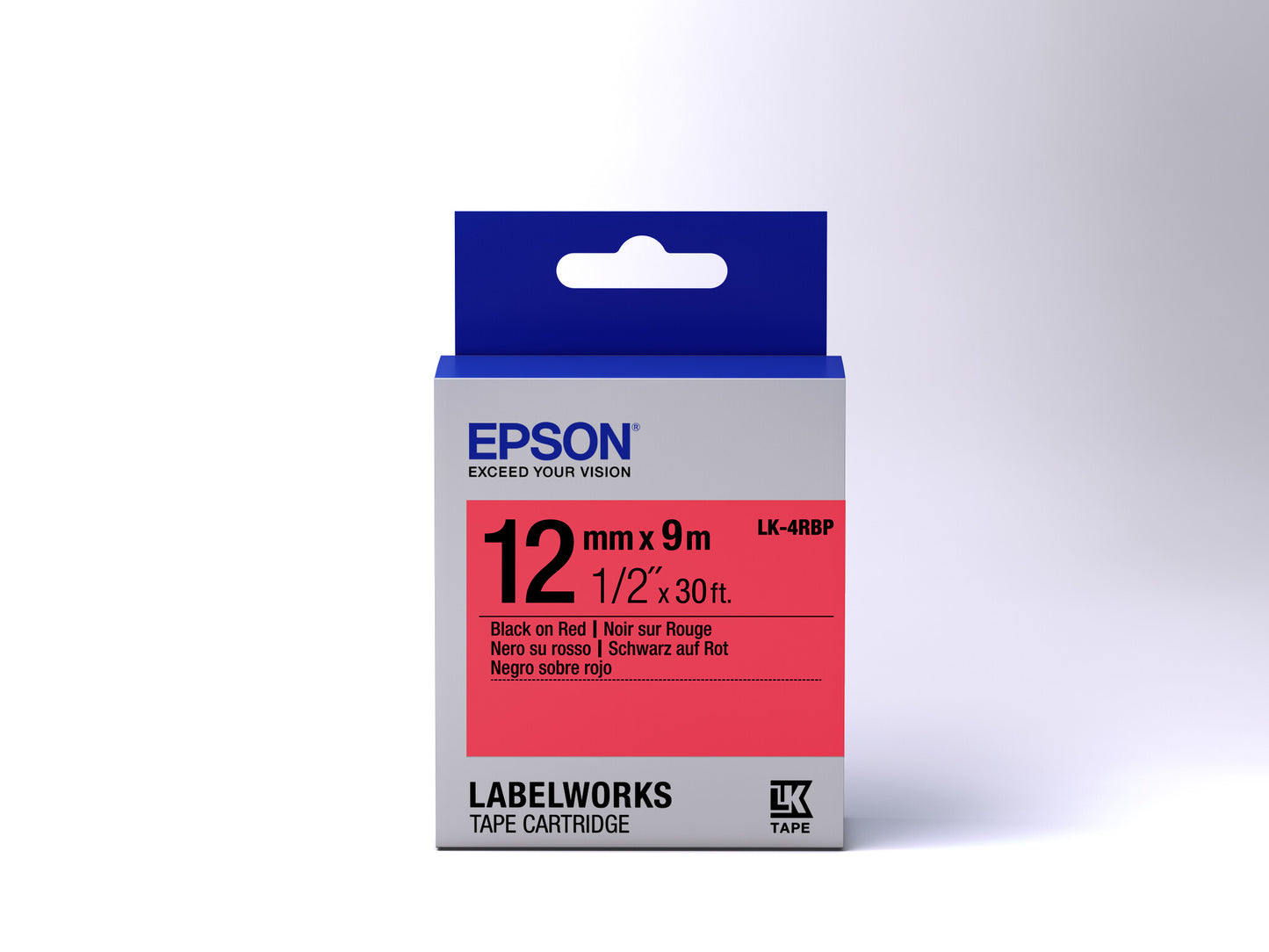 Epson Label Cartridge Pastel LK-4RBP Black/Red 12mm (9m)