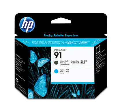 HP 91 Matte Black and Cyan DesignJet Printhead