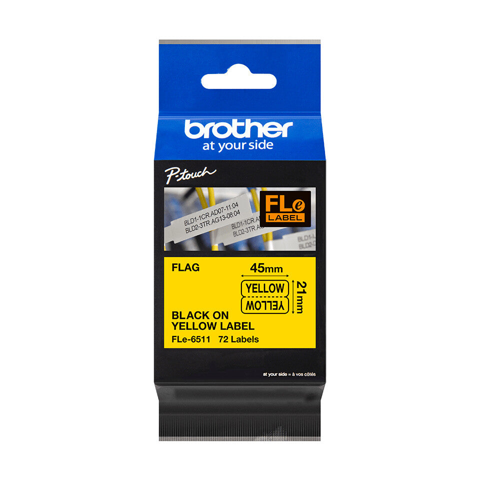 Brother FLE-6511 label-making tape Black on yellow