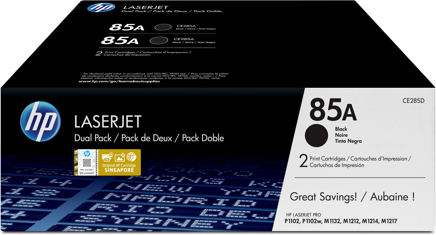 HP 85A 2-pack Black Original LaserJet Toner Cartridges