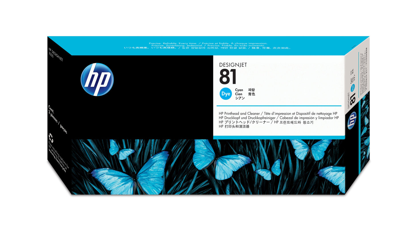 HP 81 Cyan DesignJet Dye Printhead and Printhead Cleaner