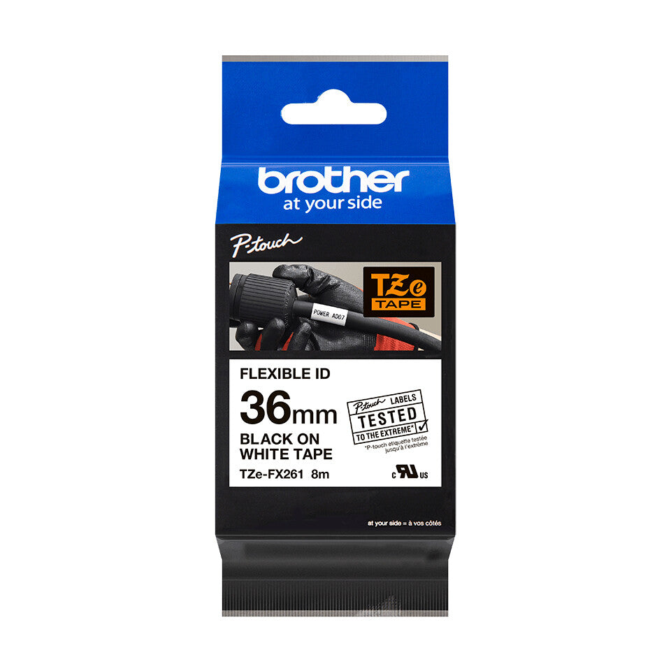 Brother TZE-FX261 label-making tape Black on white