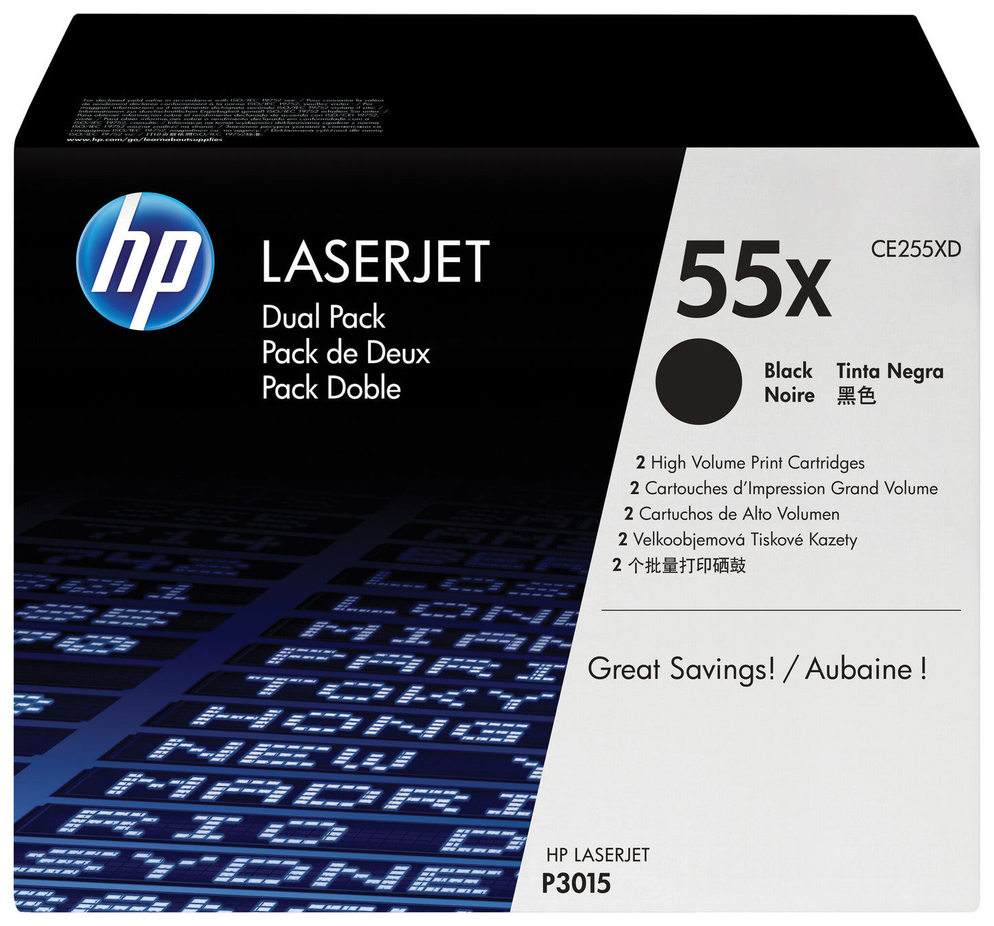 HP 55X 2-pack High Yield Black Original LaserJet Toner Cartridges