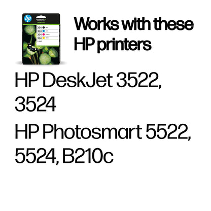 HP 364 4-pack Black/Cyan/Magenta/Yellow Original Ink Cartridges