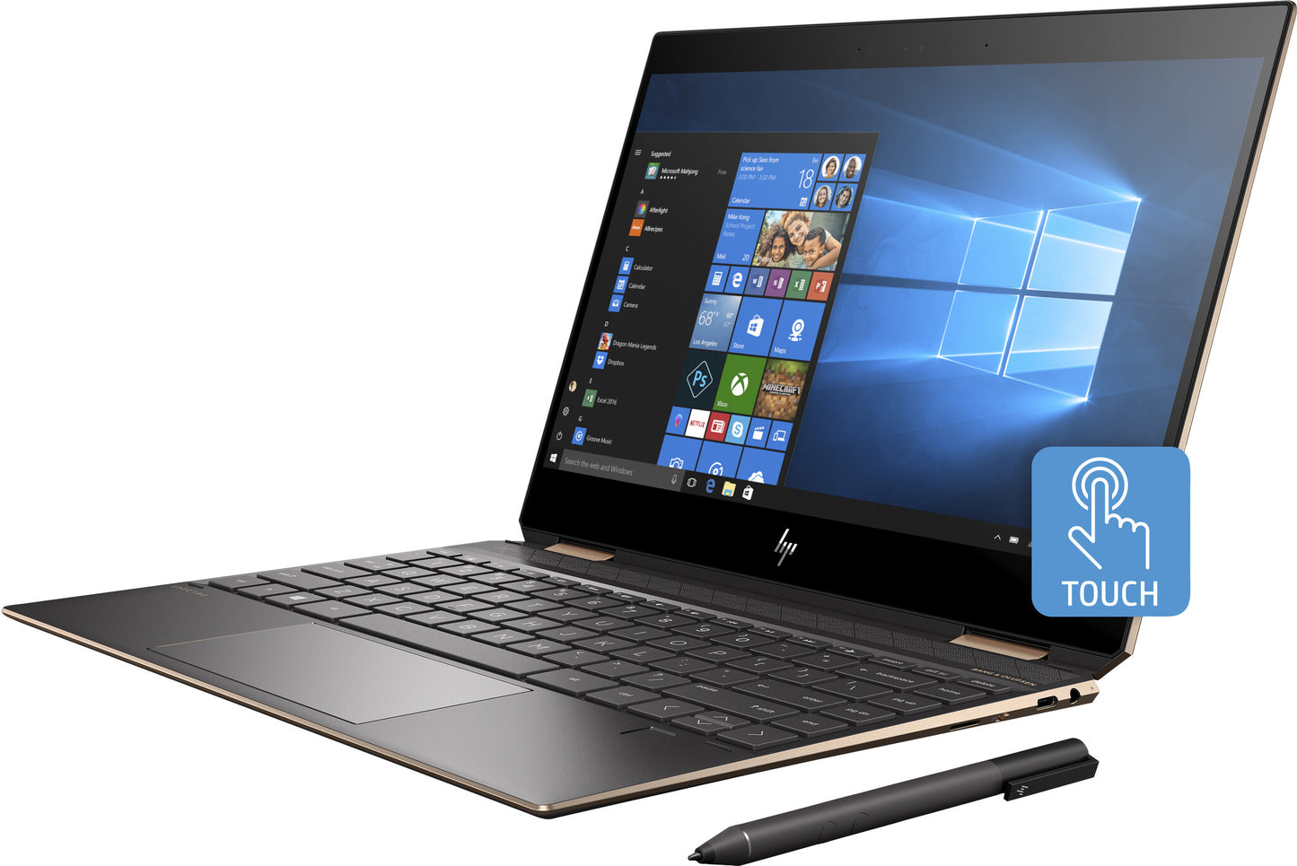 HP Spectre x360 13-ap0010na Intel® Core™ i7 i7-8565U Hybrid (2-in-1) 33.8 cm (13.3") Touchscreen Full HD 16 GB DDR4-SDRAM 1.02 TB SSD Wi-Fi 5 (802.11ac) Windows 10 Home Black, Silver