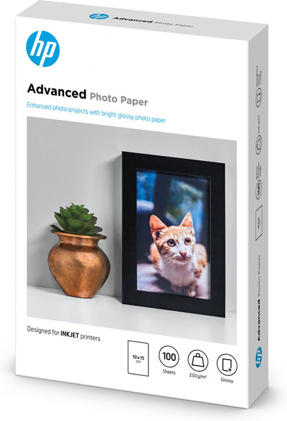 HP Advanced Glossy Photo Paper-100 sht/10 x 15 cm borderless