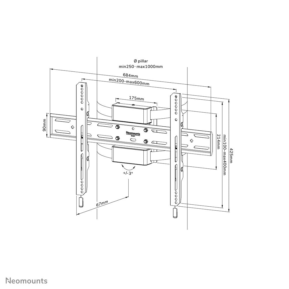 Neomounts WL30S-910BL16 TV pillar mount 40-75" - fixed - lockable - diam. 25-100 cm - portrait