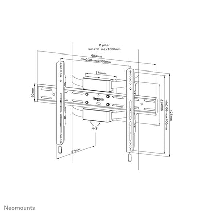Neomounts WL30S-910BL16 TV pillar mount 40-75" - fixed - lockable - diam. 25-100 cm - portrait