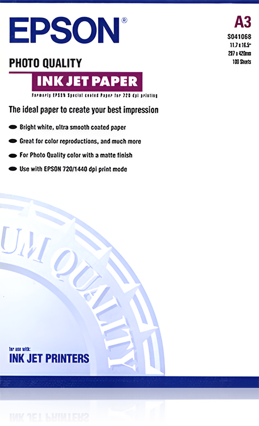 Epson Photo Quality Ink Jet Paper, DIN A3+, 102g/m², 100 Sheets
