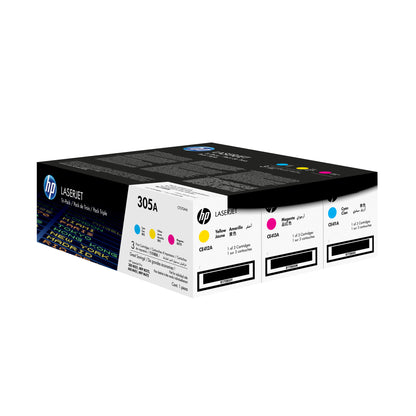 HP 305A 3-pack Cyan/Magenta/Yellow Original LaserJet Toner Cartridges